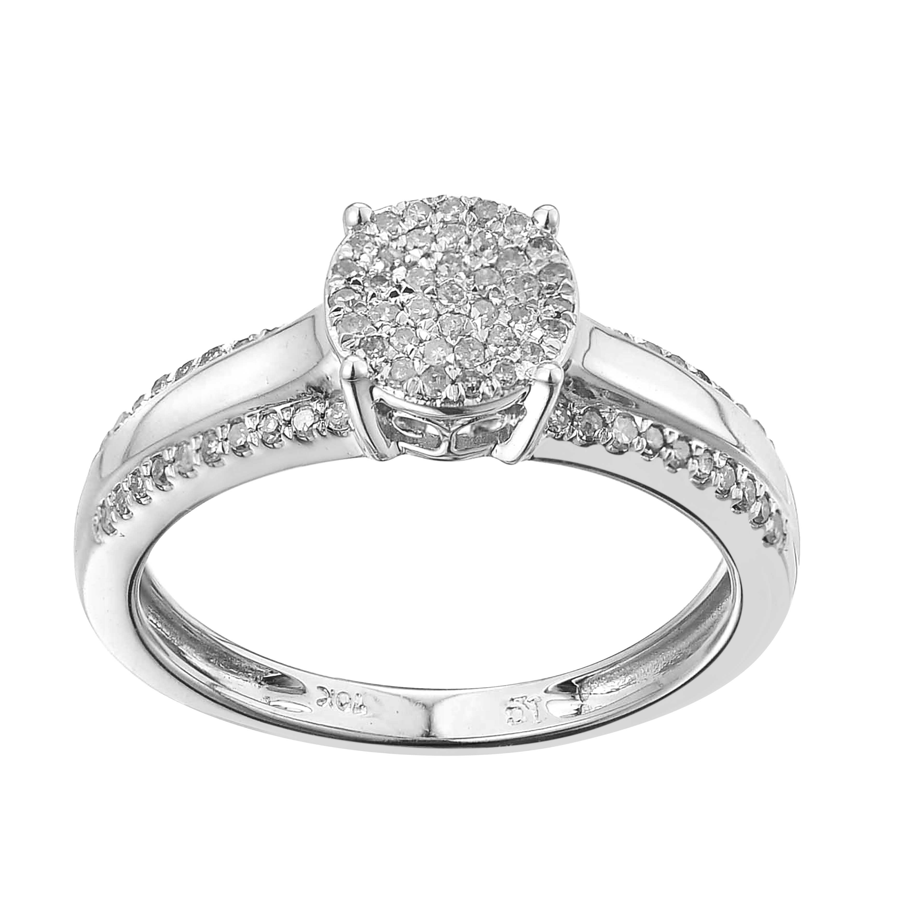 Diamond Engagement Ring  0.24 ct. 10K White Gold Size-11